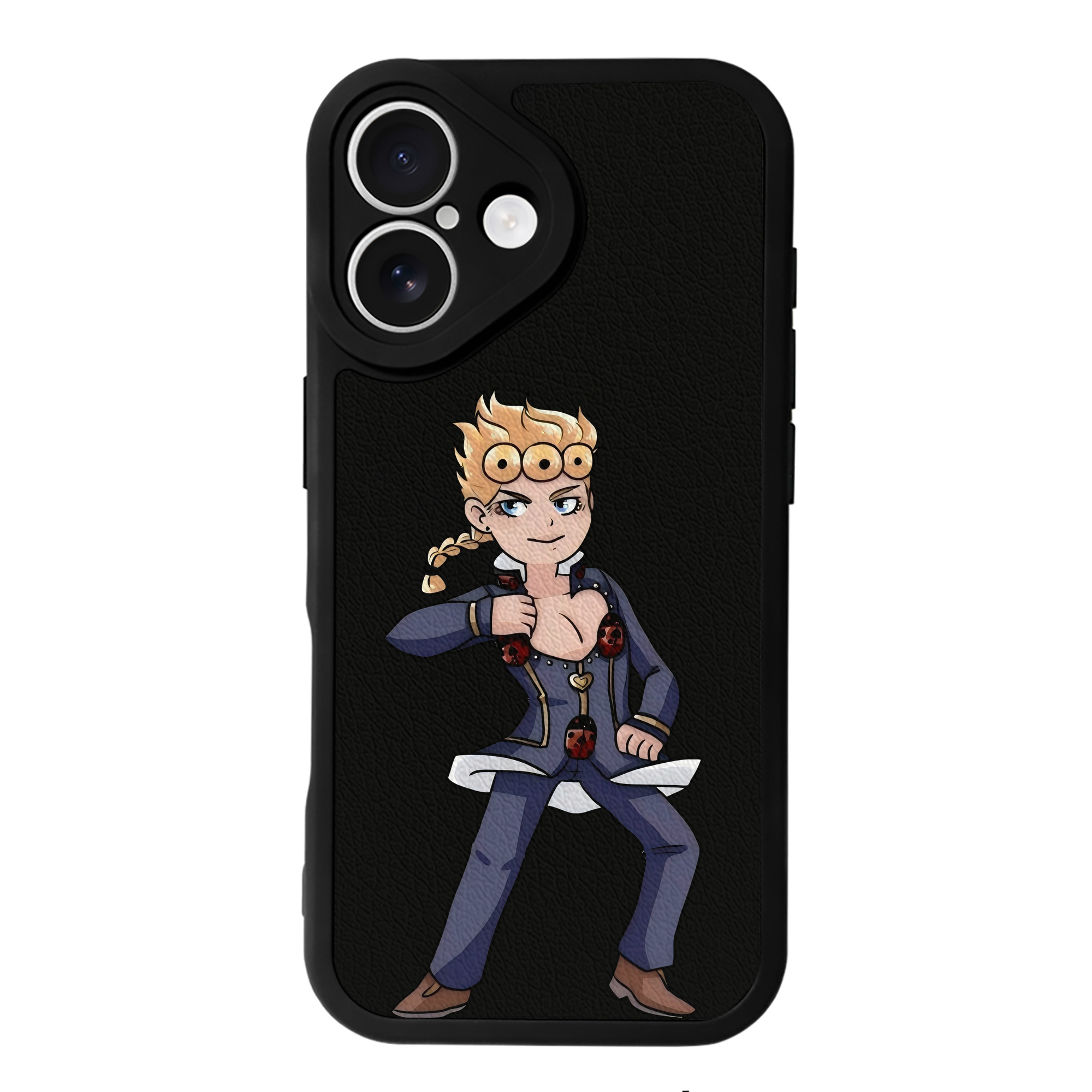 （画像用） ジョジョの奇妙な冒険 ジョルノ?ジョバァーナ JoJo's Bizarre Adventure Giorno Giovanna 【iPhone 16シリーズ対応】シリコンスマホケース（レザー調） 材質：シリコン